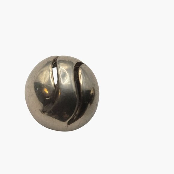 Gold Tone Earrings Dome Etched Ribbed Open Work Pierced Post - Picture 3 of 5